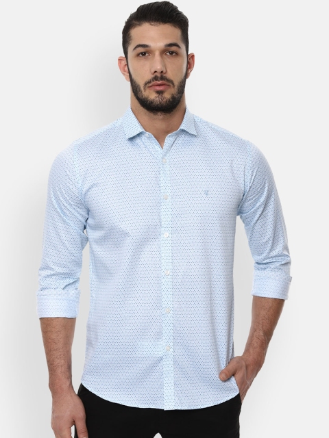 

V Dot Men Blue Slim Fit Printed Casual Shirt