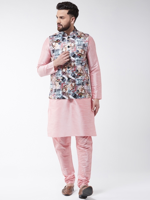 

I Know Men Pink Solid Dupion Silk Kurta Set
