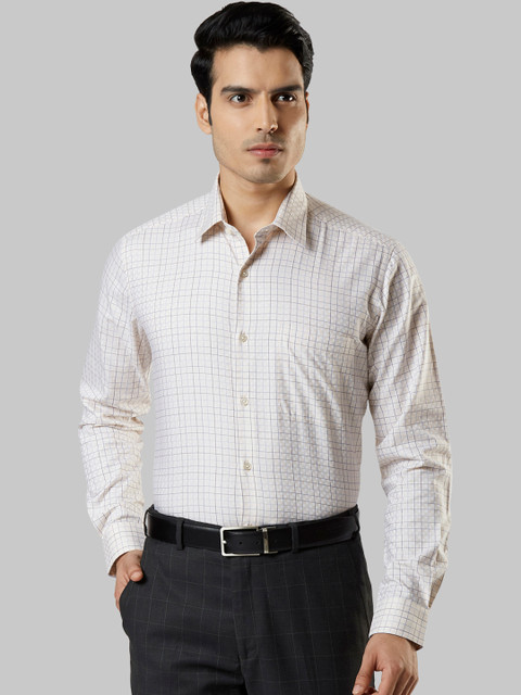 

Raymond Men Off-White & Grey Regular Fit Checked Formal Shirt