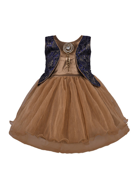 

Wish Karo Girls Brown Embellished Fit and Flare Dress