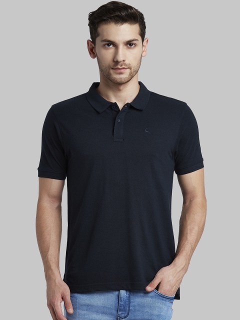 

Parx Men Blue Solid Polo Collar T-shirt