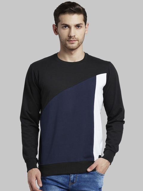 

Parx Men Black & Navy Blue Colourblocked Sweatshirt
