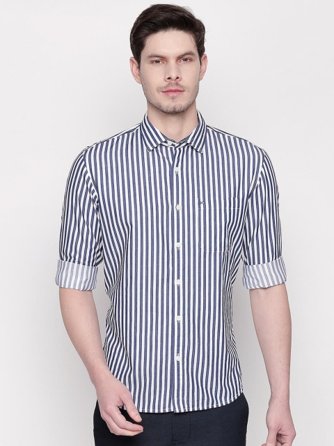 

Basics Men Blue & White Slim Fit Striped Casual Shirt
