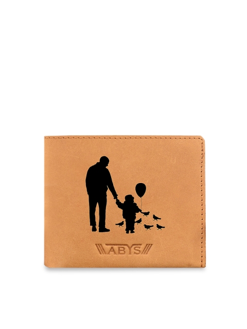 

ABYS Men Tan Brown Printed Two Fold Leather Wallet