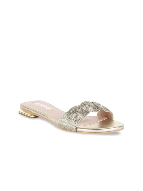 

ELLE Women Gold-Toned Solid Open Toe Flats