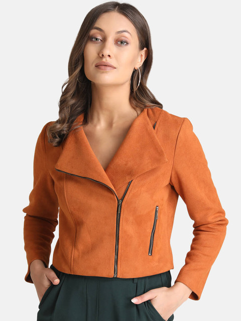 

Kazo Women Brown Solid Tailored Suede Jacket