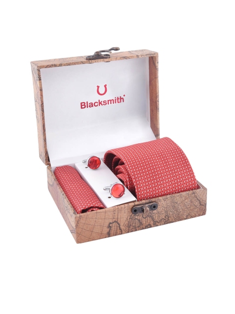 

Blacksmith Men Red & Silver-Toned Accessory Gift Set
