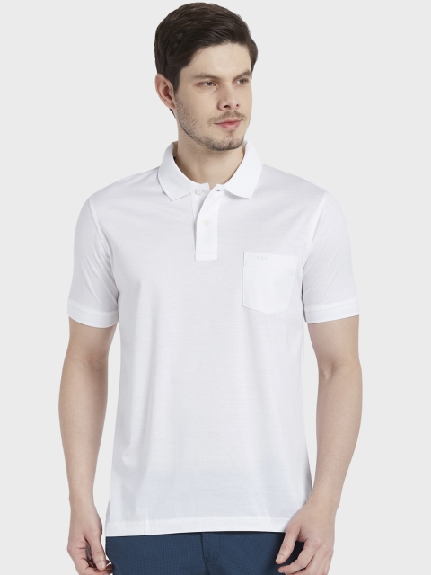 

ColorPlus Men White Solid Polo Collar T-shirt