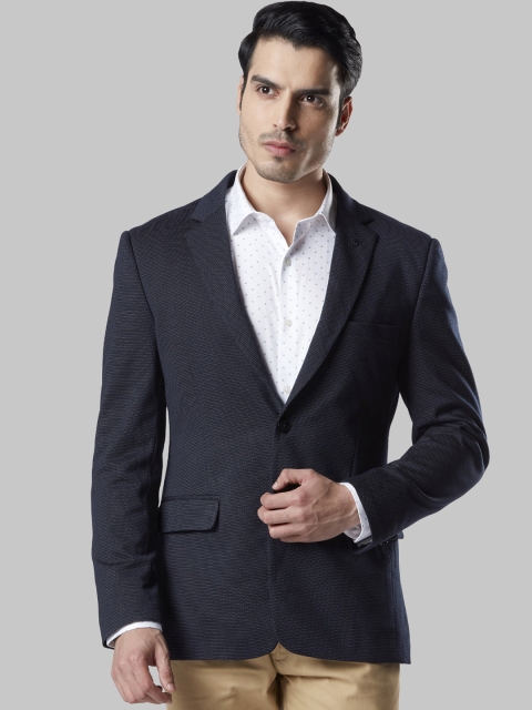 

Raymond Men Blue Self Design Single-Breasted Formal Blazer