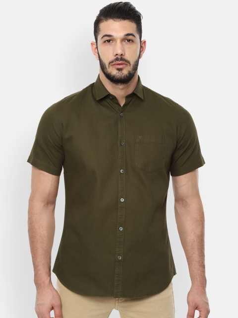

Van Heusen Sport Men Olive Green Slim Fit Solid Casual Shirt
