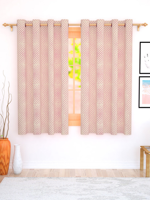 

Story@home Pink & Cream-Coloured Set of 2 Window Curtains