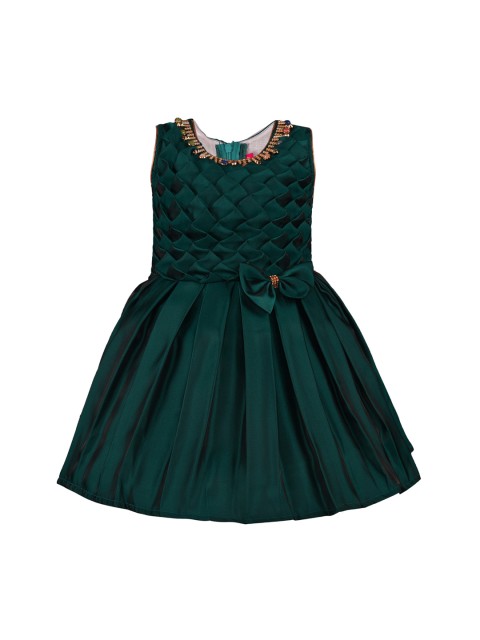 

Wish Karo Girls Green Solid Fit and Flare Dress