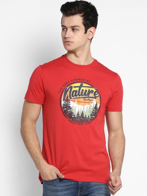 

Red Tape Men Red Printed Round Neck T-shirt