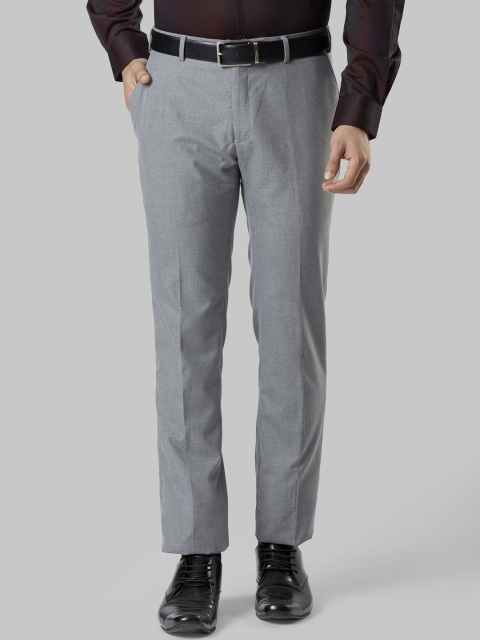 Raymond Men Grey Slim Fit Solid Formal Trousers