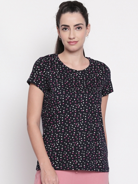 

Dreamz by Pantaloons Women Black & White Printed Lounge T-Shirt