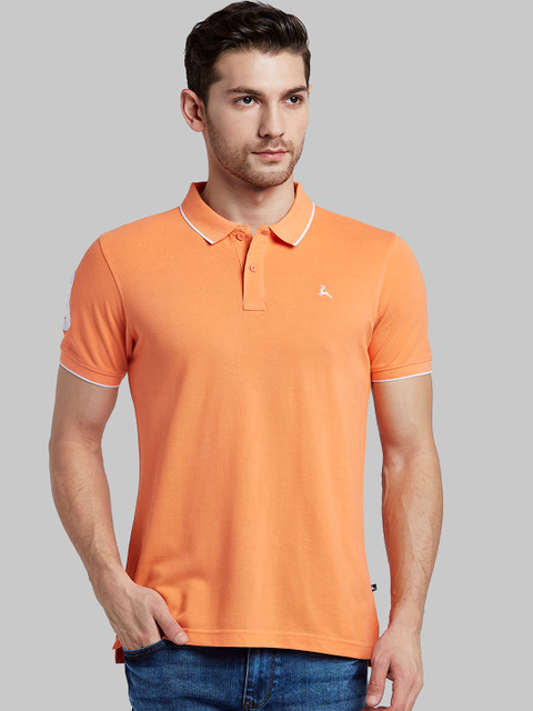 

Parx Men Orange Solid Polo Collar T-shirt