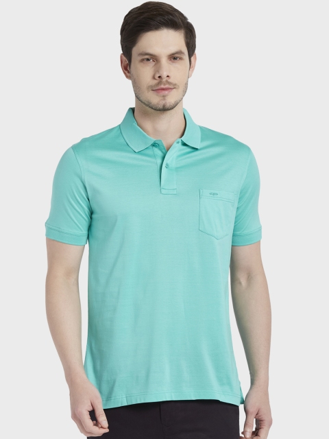 

ColorPlus Men Green Solid Polo Collar T-shirt