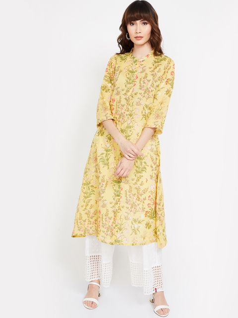 

Melange by Lifestyle Women Yellow & Green Printed A-Line Kurta