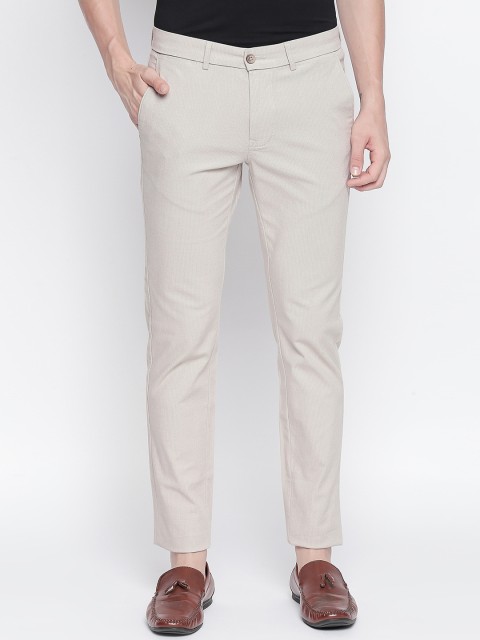 

Basics Men Off-WhiteTapered Fit Self Design Regular Trousers, Off white