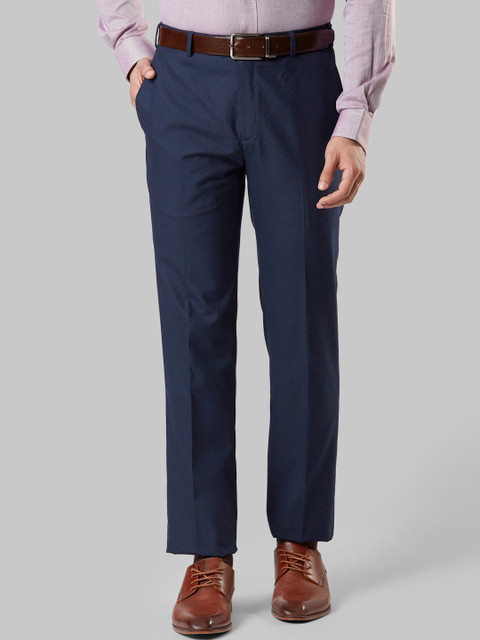 

Raymond Men Blue Slim Fit Solid Formal Trousers