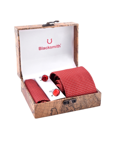 

Blacksmith Men Red & White Patterned Accessory Gift Set