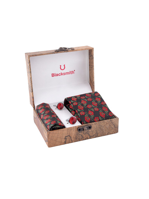 

Blacksmith Men Black & Red Patterned Accessory Gift Set, Maroon