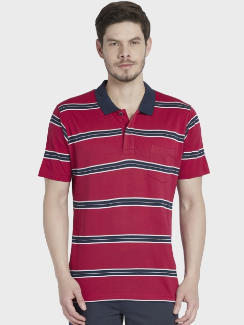 

ColorPlus Men Red Striped Polo Collar T-shirt