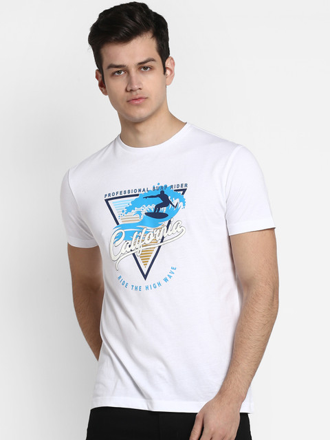 

Red Tape Men White & Blue Printed Round Neck T-shirt