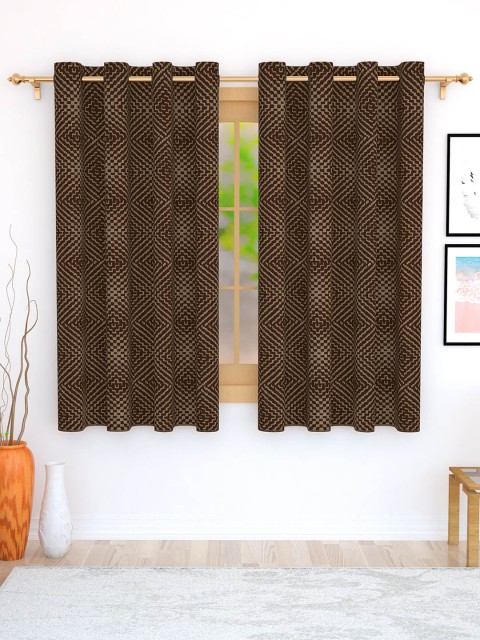 

Story@home Brown Set of 2 Jacquard Textured Window Curtains