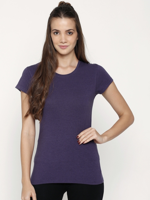 

Bamboo Tribe Women Purple Solid Round Neck T-shirt