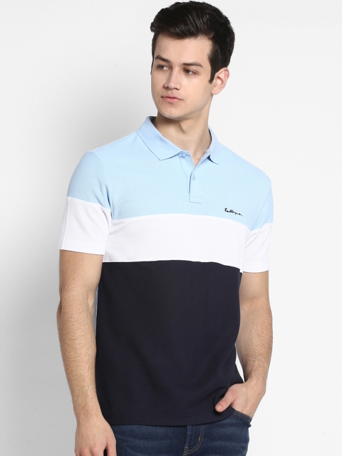 

Red Tape Men Blue & White Colourblocked Polo Collar T-shirt