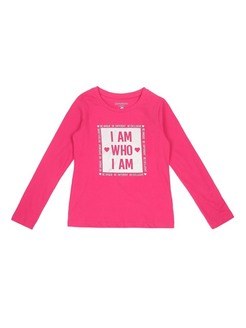 

Pantaloons Junior Girls Pink Printed Round Neck Pure Cotton T-shirt