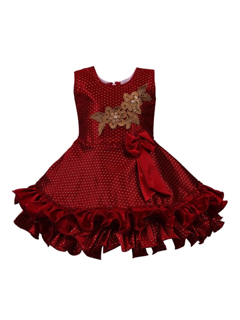 

Wish Karo Girls Maroon Embellished Fit and Flare Dress