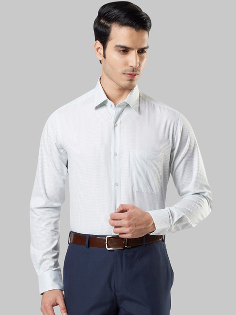 

Raymond Men White & Green Regular Fit Striped Formal Shirt
