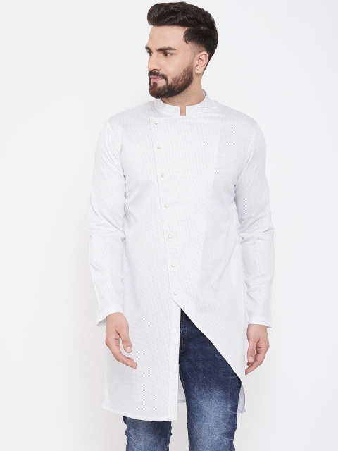 

Hypernation Men White Printed Straight Kurta