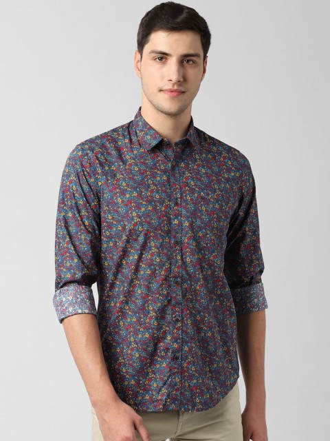 

Peter England Casuals Men Blue & Yellow Slim Fit Printed Casual Shirt