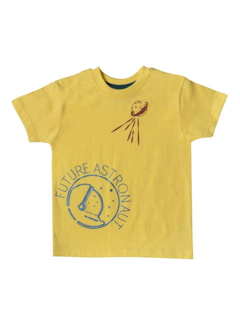 

Kid Studio Boys Yellow Printed Round Neck T-shirt