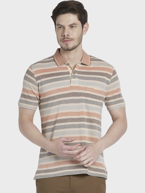

ColorPlus Men Brown Striped Polo Collar T-shirt