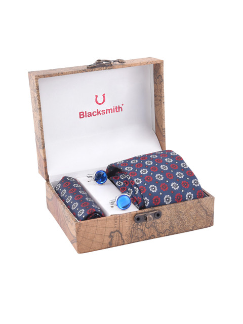 

Blacksmith Men Blue & Red Patterned Accessory Gift Set