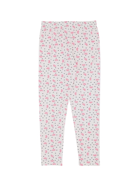 

CHALK by Pantaloons Girls White & Pink Printed Slim-Fit Ankle-Length Leggings