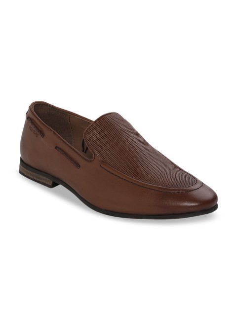

Red Tape Men Tan Brown Solid Leather Formal Slip-Ons