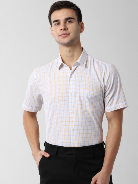 

Peter England Men White & Yellow Checked Formal Shirt