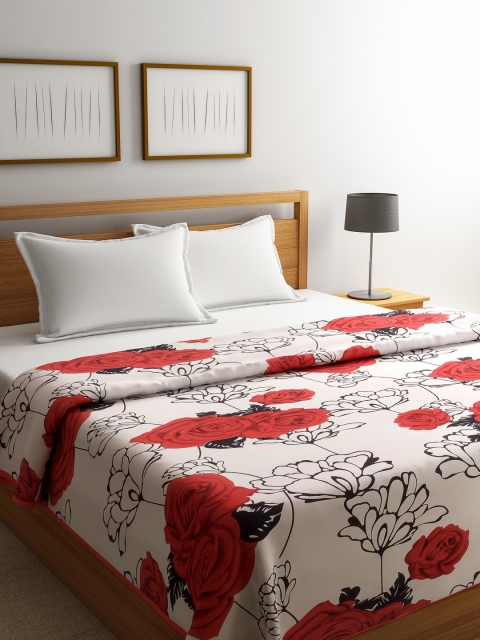 

Cortina White & Red Floral AC Room 210 GSM Double Bed Dohar