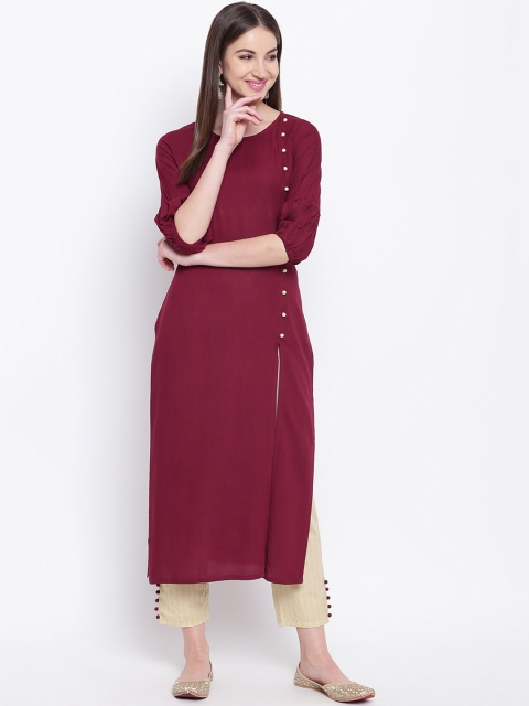 

Khushal K Women Maroon Solid Kurta with Palazzos