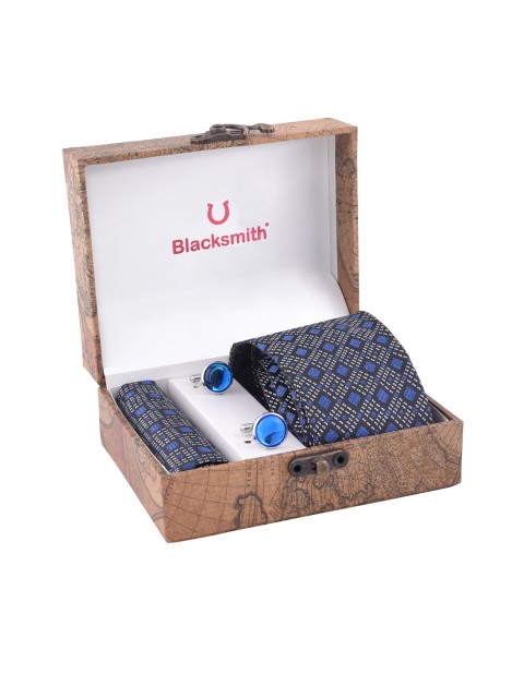 

Blacksmith Men Blue & Black Patterned Accessory Gift Set