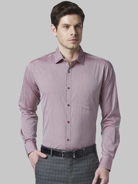 

Park Avenue Men Red Slim Fit Striped Formal Shirt