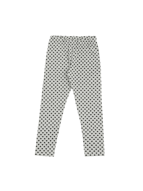 

Pantaloons Junior Girls Grey Melange & Black Printed Ankle-Length Leggings