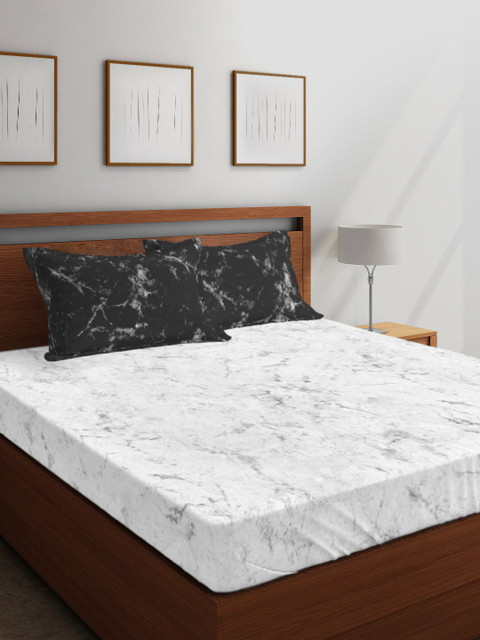 

Boutique Living India Grey & Black Abstract 200 TC Cotton 1 King Bedsheet with 2 Pillow Covers