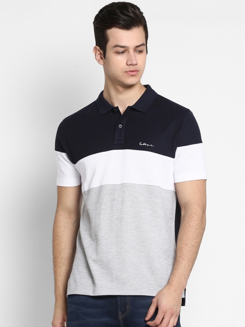 

Red Tape Men Grey & White Colourblocked Polo Collar T-shirt