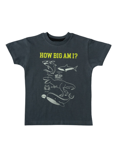 

Kid Studio Boys Black & White Printed Round Neck T-shirt